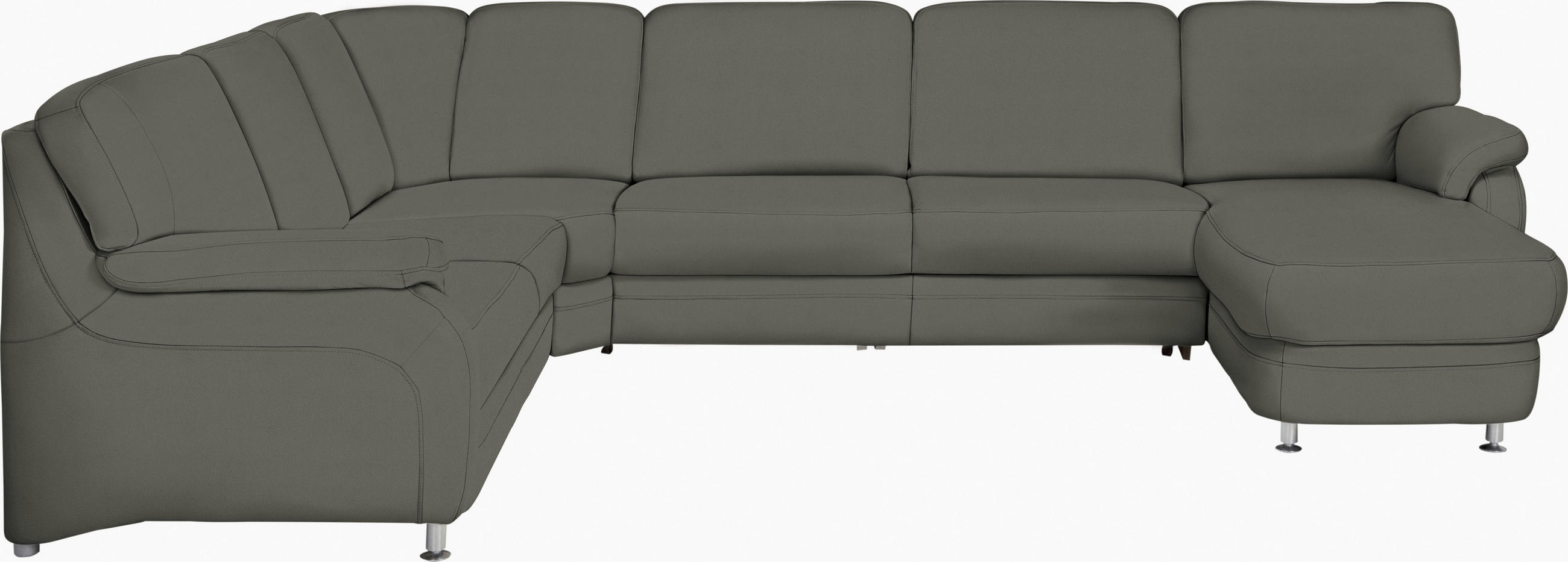 WOHNLANDSCHAFT in Echtleder Grau  - Alufarben/Grau, Konventionell, Leder/Metall (239/329/165cm) - Beldomo Premium