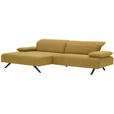 ECKSOFA in Flachgewebe Goldfarben  - Anthrazit/Goldfarben, Design, Textil/Metall (166/280cm) - Ambiente