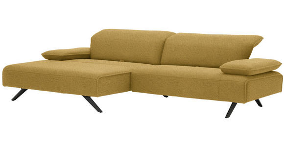 ECKSOFA in Flachgewebe Goldfarben  - Anthrazit/Goldfarben, Design, Textil/Metall (166/280cm) - Ambiente