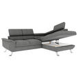 ECKSOFA Anthrazit Struktur  - Anthrazit/Silberfarben, KONVENTIONELL, Textil/Metall (268/207cm) - Carryhome