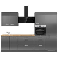 KÜCHENBLOCK 300 cm   in Eichefarben, Schieferfarben  - Schieferfarben/Edelstahlfarben, MODERN, Holzwerkstoff/Metall (300cm) - Nobilia