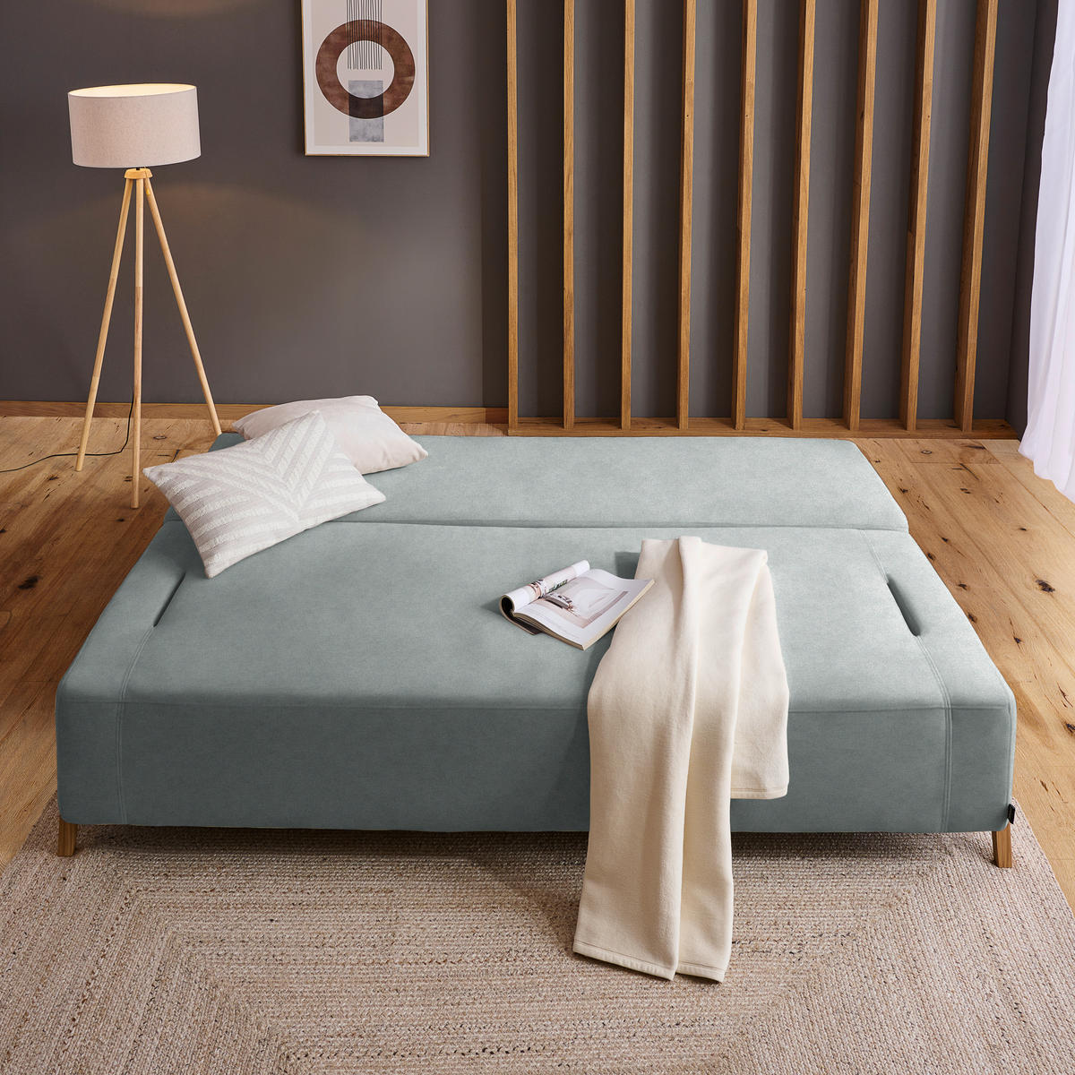 SCHLAFSOFA in Holz, Textil Grau  - Naturfarben/Grau, Design, Holz/Textil (211/88/102cm) - Niels Andersson