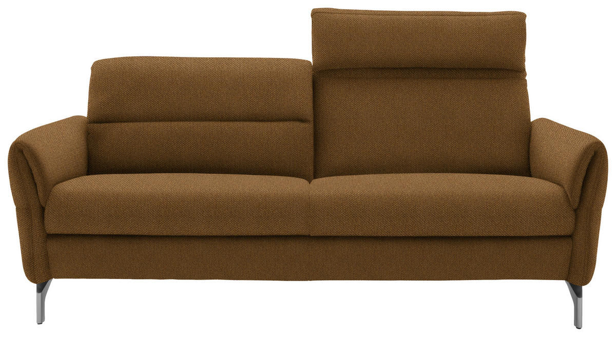 2-SITZER-SOFA in Flachgewebe Senfgelb  - Senfgelb/Nickelfarben, Design, Textil/Metall (186/87/100cm) - Schöner Wohnen