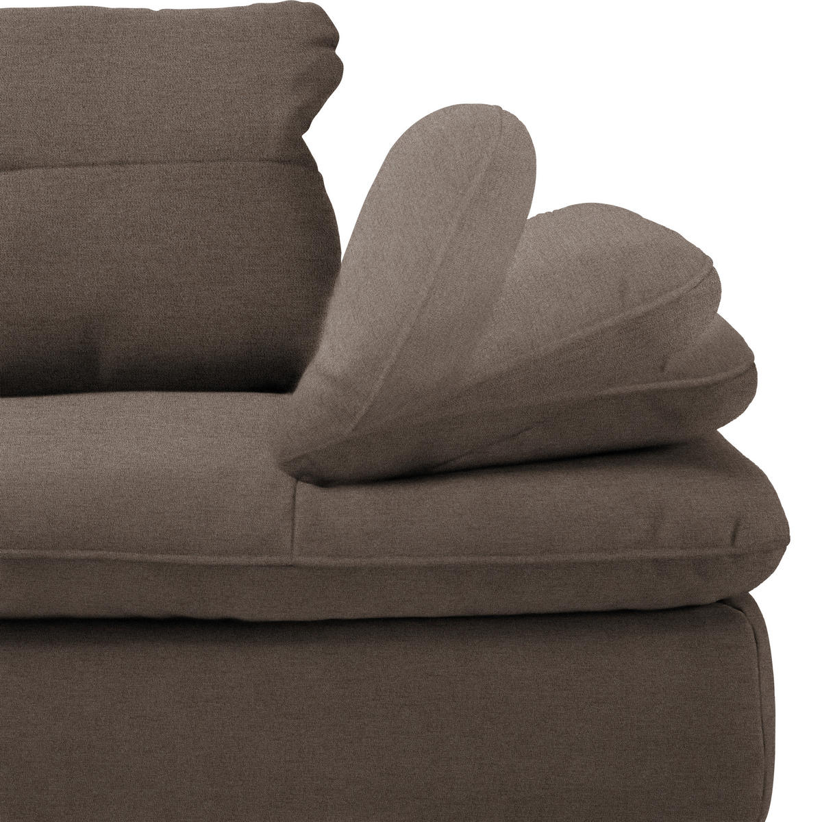 ECKSOFA in Flachgewebe Dunkelbraun  - Dunkelbraun/Schwarz, Design, Textil/Metall (271/344cm) - Chilliano