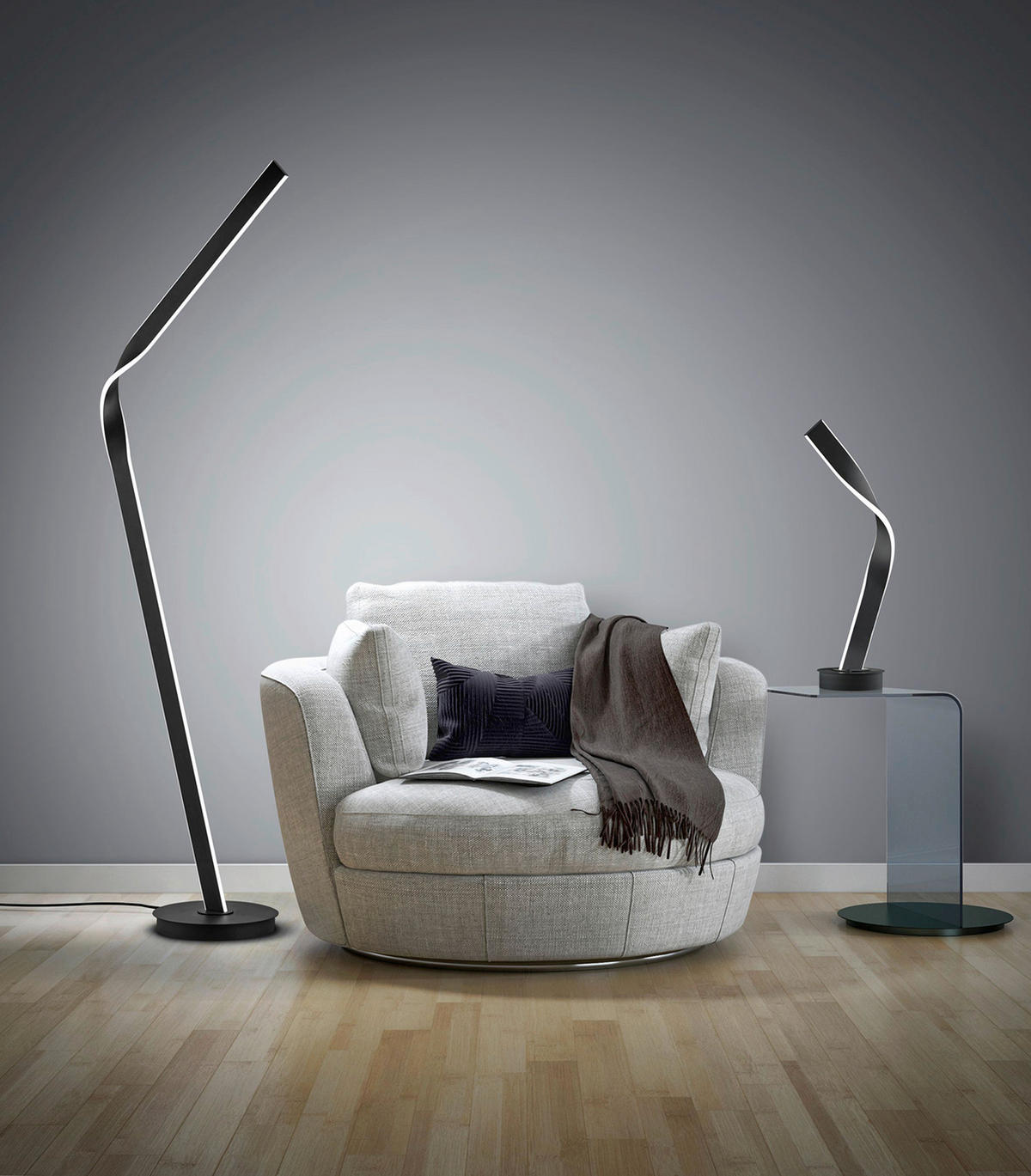 LED SVJETILJKA PODNA CINQUE  - bijela/crna, Lifestyle, metal/plastika (181/53/30cm) - Cinque