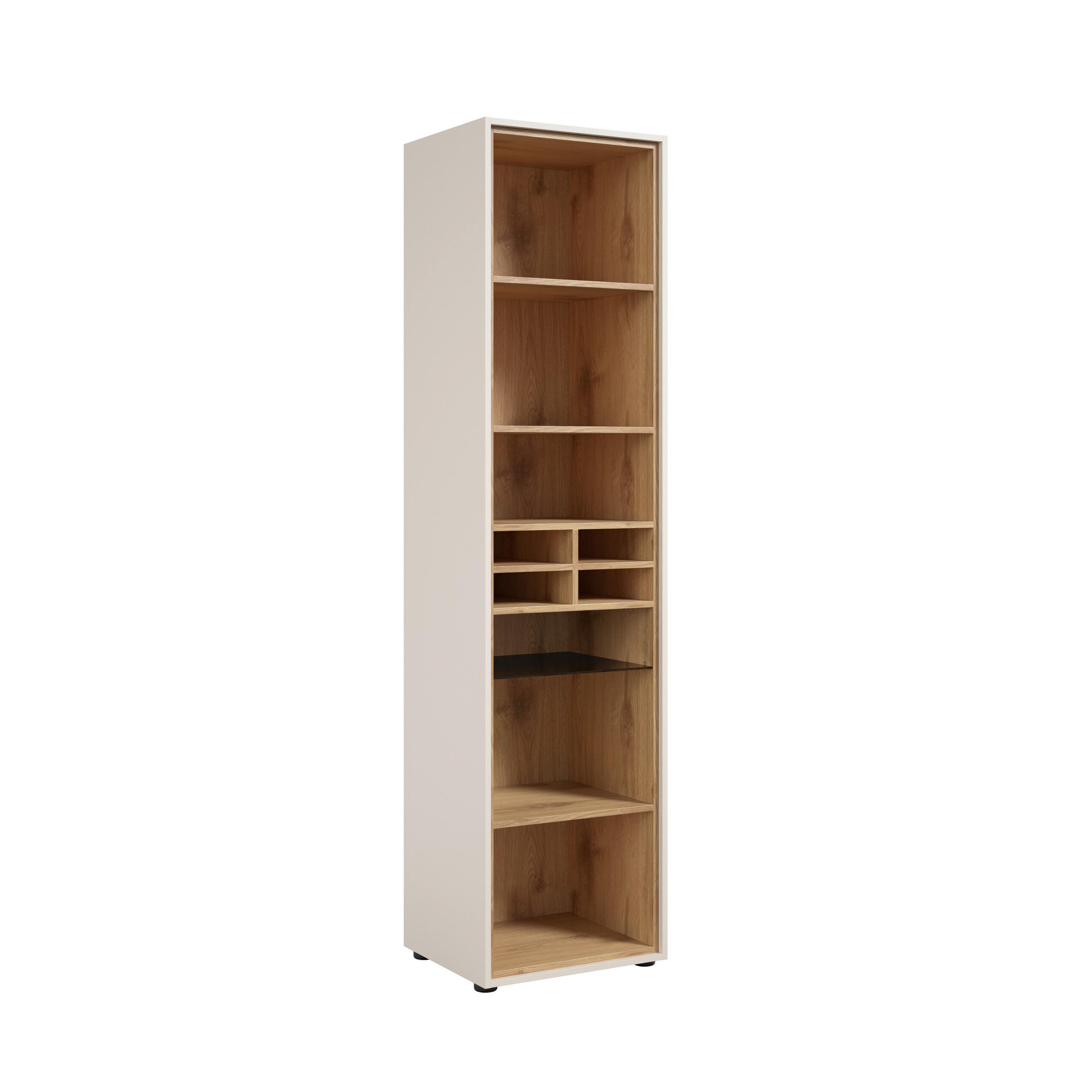 AKTENREGAL Eichefarben, Kaschmir  - Kaschmir/Eichefarben, MODERN, Glas/Holzwerkstoff (50/201/43cm) - Novel