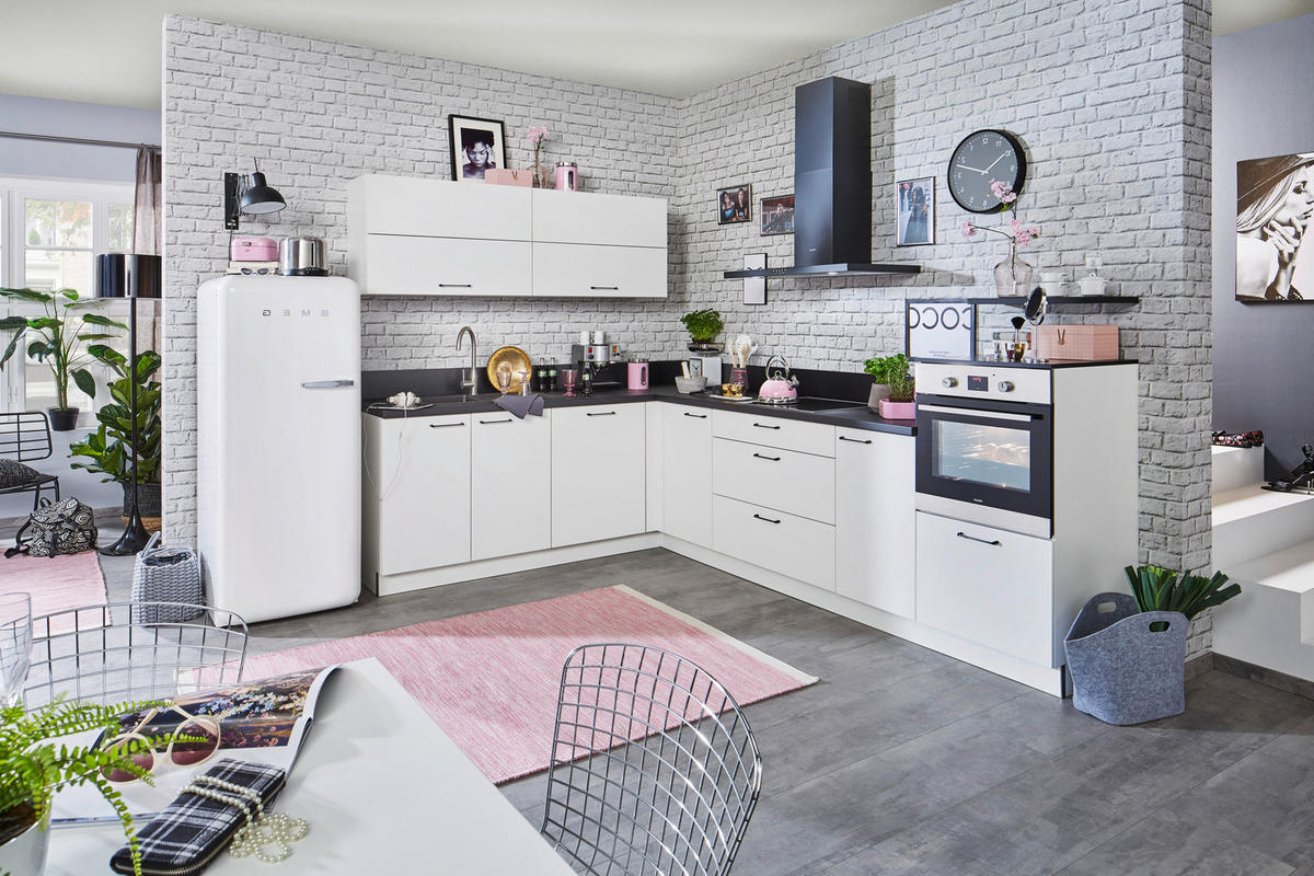 KÜCHENLEERBLOCK  215/305 cm  in Schwarz, Weiß  - Schwarz/Weiß, KONVENTIONELL, Holzwerkstoff/Metall (215/305cm) - Welnova