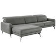 ECKSOFA Anthrazit Echtleder Kopfteilverstellung  - Anthrazit/Schwarz, Design, Leder/Metall (179/323cm) - Dieter Knoll
