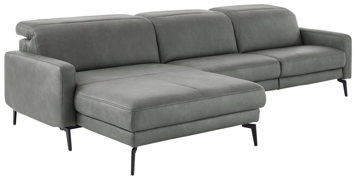 ECKSOFA  in Echtleder Anthrazit  179/323 cm  - Anthrazit/Schwarz, Design, Leder/Metall (179/323cm) - Dieter Knoll
