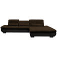 ECKSOFA in Mikrofaser Braun  - Schwarz/Braun, Design, Textil/Metall (341/204cm) - Xora