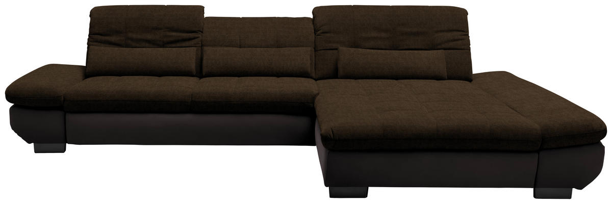 ECKSOFA in Mikrofaser Braun  - Schwarz/Braun, Design, Textil/Metall (341/204cm) - Xora
