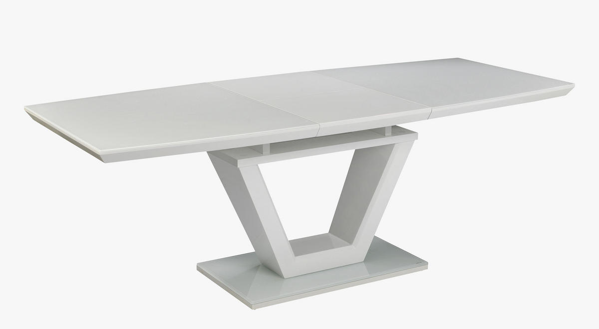 ÉTKEZŐASZTAL - fehér/magasfényű fehér, Design, faalapú anyag/Üveg (160-210/90/76cm) - Carryhome