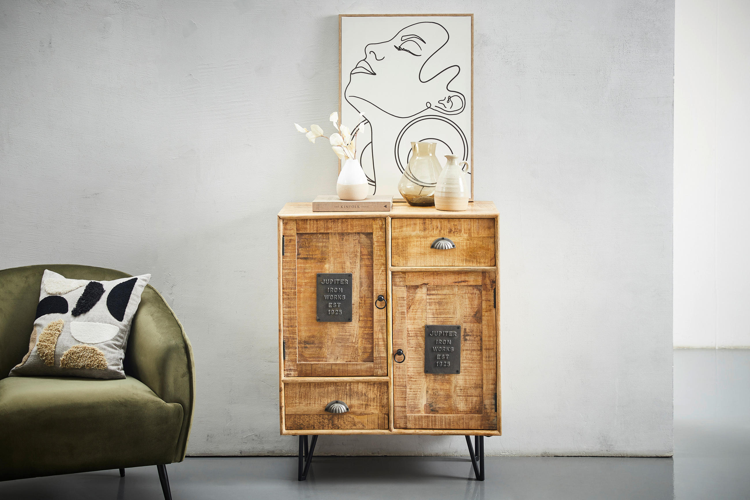 KOMMODE  in 80/100/40 cm  - Hellbraun/Schwarz, LIFESTYLE, Holz/Metall (80/100/40cm) - Landscape