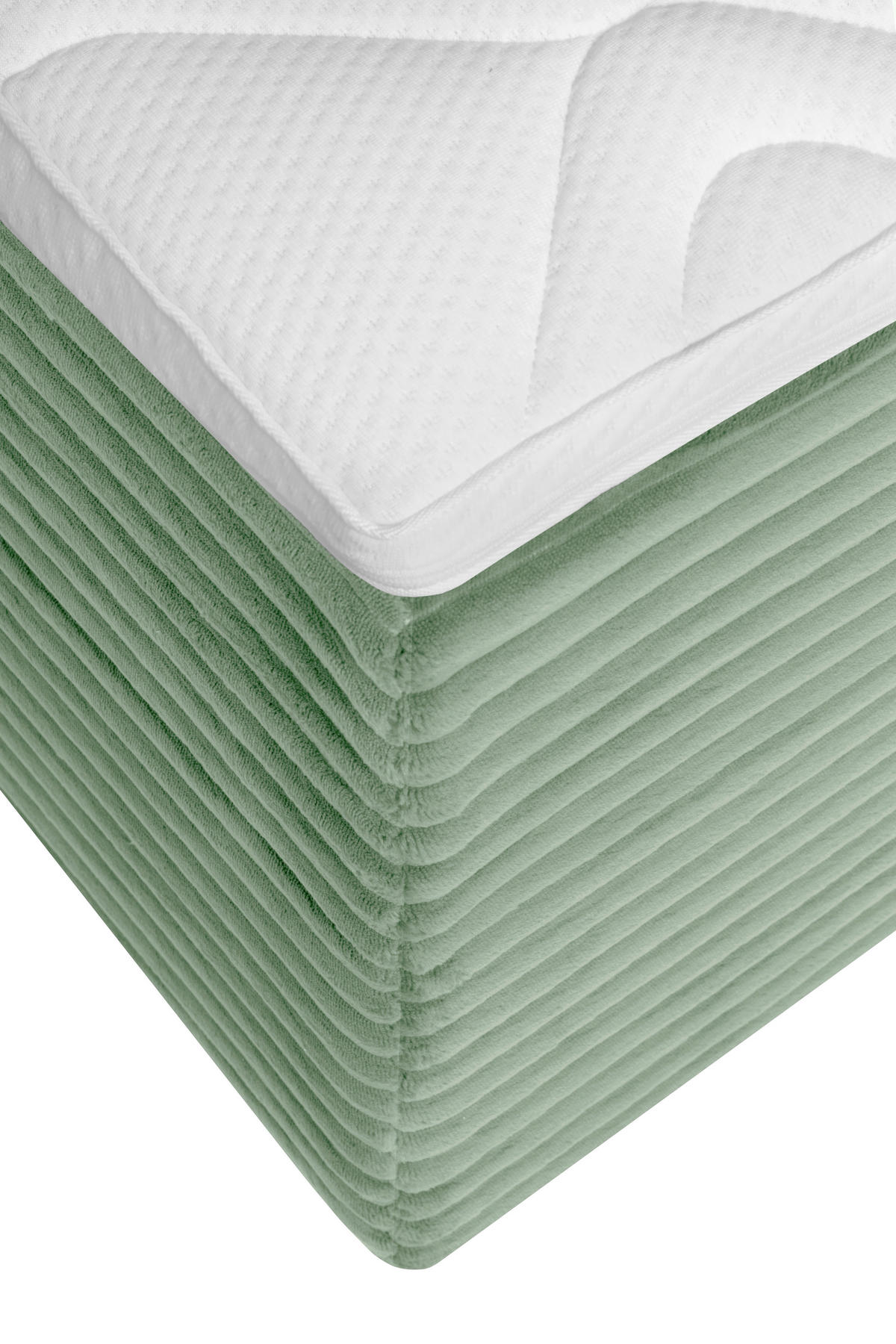 BOXBETT 120/200 cm,  in Olivgrün, Matratze, Bettkasten, Topper, H3 = fest  - Schwarz/Olivgrün, Trend, Kunststoff/Textil (120/200cm) - Boxxx