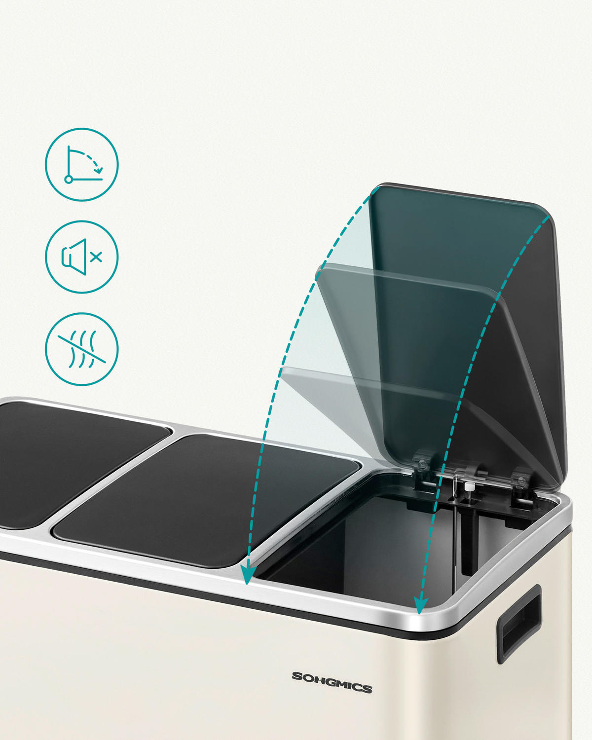 ABFALLSAMMLER 54 L  - Creme, Basics, Kunststoff/Metall (61/55,5/31,5cm)