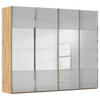 SCHWEBETÜRENSCHRANK 271/235/68 cm 4-türig Eiche Artisan, Seidengrau  - Chromfarben/Seidengrau, Design, Glas/Holzwerkstoff (271/235/68cm) - Novel