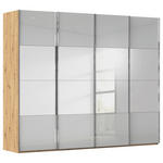 SCHWEBETÜRENSCHRANK  in Eiche Artisan, Seidengrau  - Chromfarben/Seidengrau, Design, Glas/Holzwerkstoff (271/235/68cm) - Novel