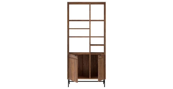 REGAL Sheesham massiv Braun, Honig - Schwarz/Braun, Design, Holz/Metall (82,2/184,1/38cm) - Carryhome