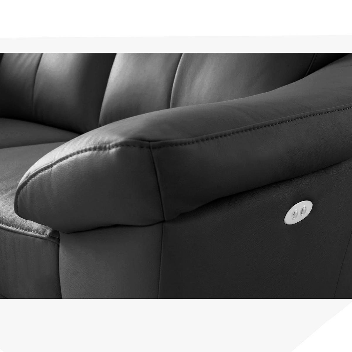 ECKSOFA Schwarz Echtleder Lederlook  - Chromfarben/Schwarz, Design, Leder/Textil (194/242cm) - Livetastic