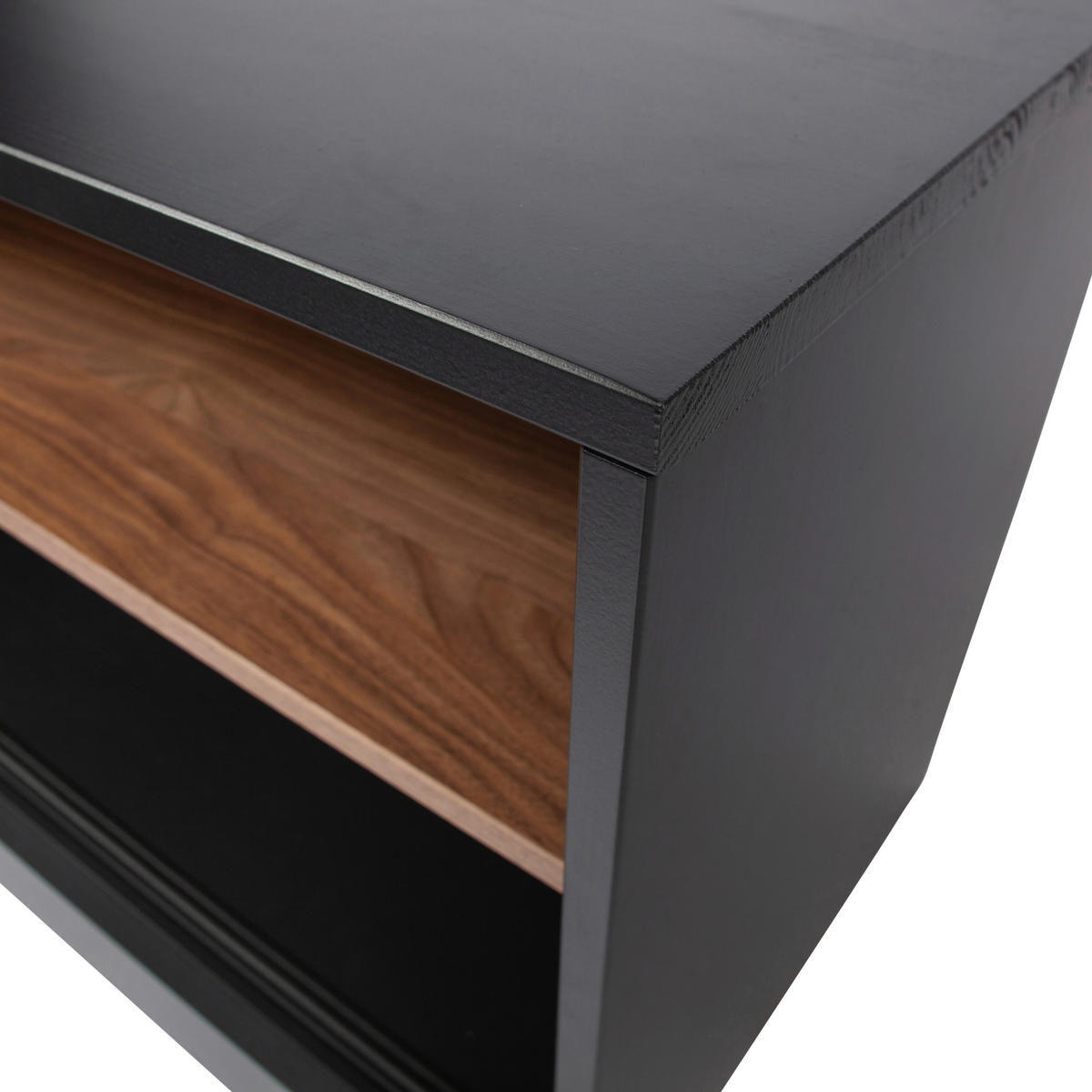LOWBOARD James  in 180/50/42 cm  - Walnussfarben/Schwarz, Design, Holz (180/50/42cm) - Livetastic