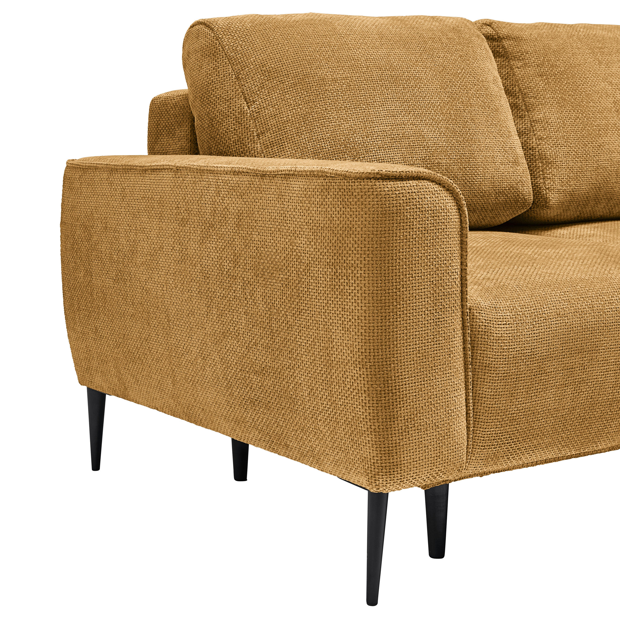 ECKSOFA in Webstoff Bernsteinfarben  - Bernsteinfarben/Schwarz, Modern, Textil/Metall (255/164cm) - MID.YOU