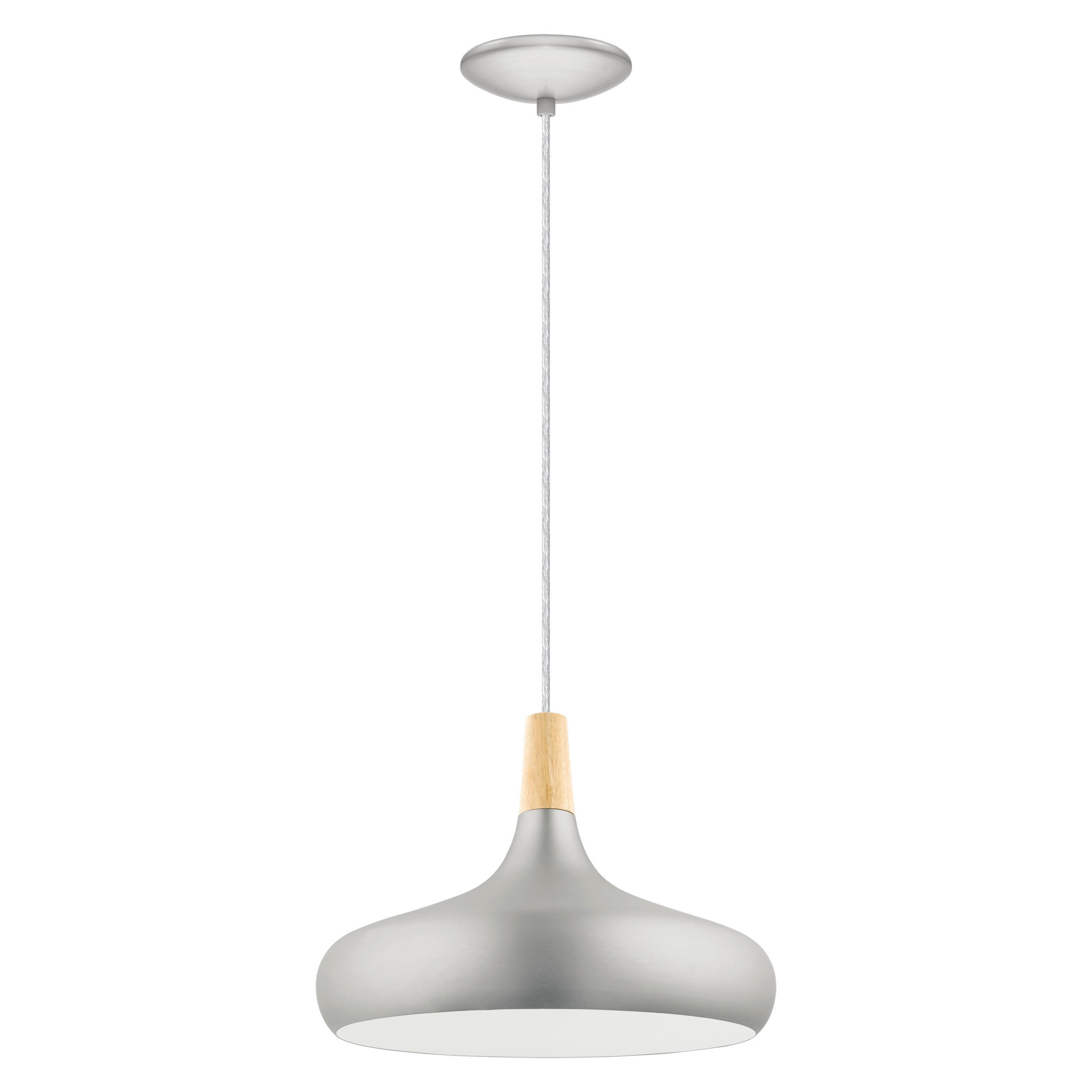 HÄNGLAMPA Sabinar 40/110 cm  - brun/silver, Design, metall/trä (40/110cm) - Eglo