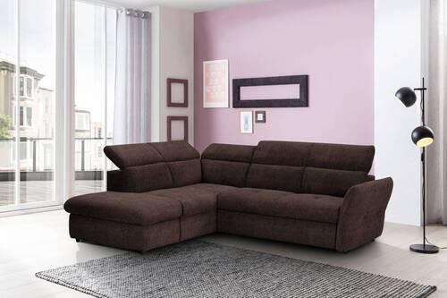 ECKSOFA in Webstoff Dunkelbraun  224/254 cm  - Dunkelbraun/Schwarz, Design, Kunststoff/Textil (224/254cm) - Stylife