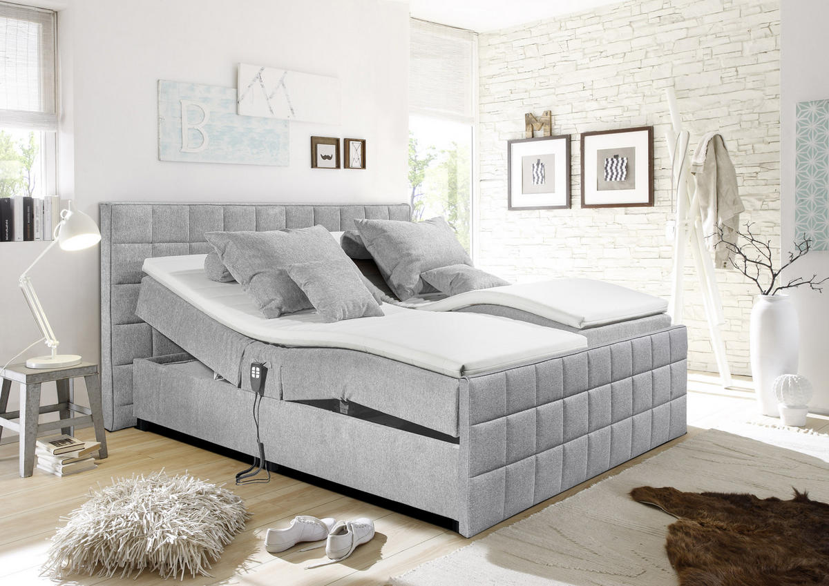 BOXSPRING KREVET 180/200 cm     svetlosiva  - svetlosiva, Dizajnerski, tekstil/pločasti materijal (180/200cm) - Esposa