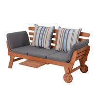 GARTENBANK 190/77,5/68 cm Eukalyptusholz   - Braun/Grau, Basics, Holz/Textil (190/77,5/68cm) - Gardenson