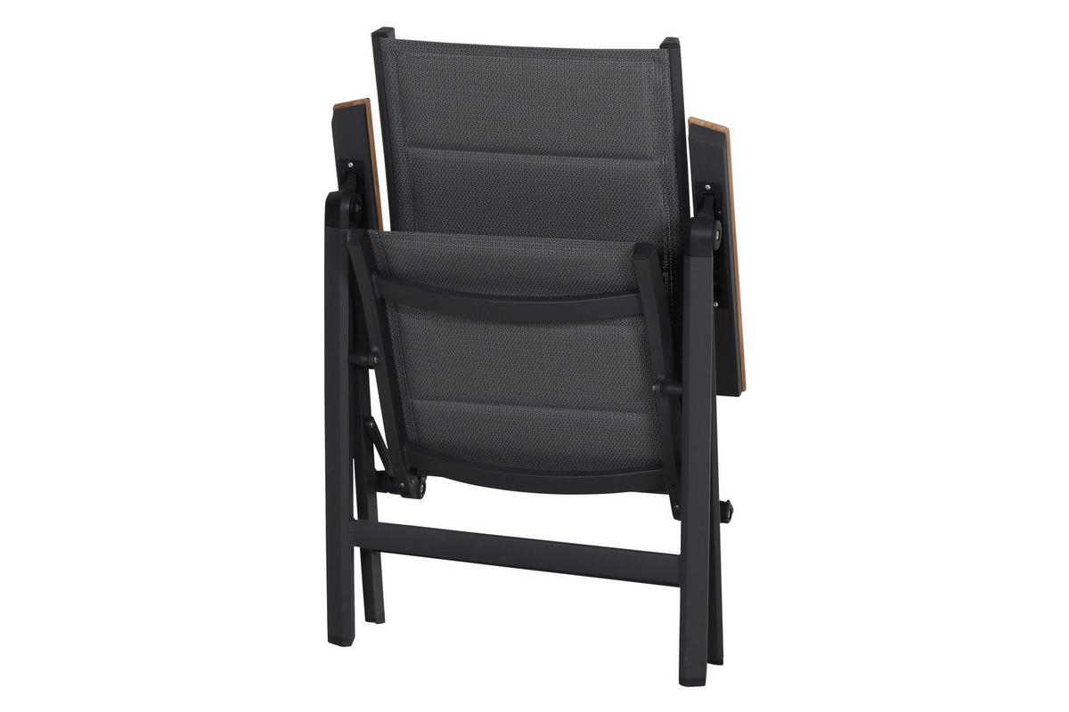 GARTENKLAPPSESSEL Teakholz Aluminium Anthrazit  - Anthrazit, KONVENTIONELL, Holz/Kunststoff (59/110/68cm) - Siena Garden