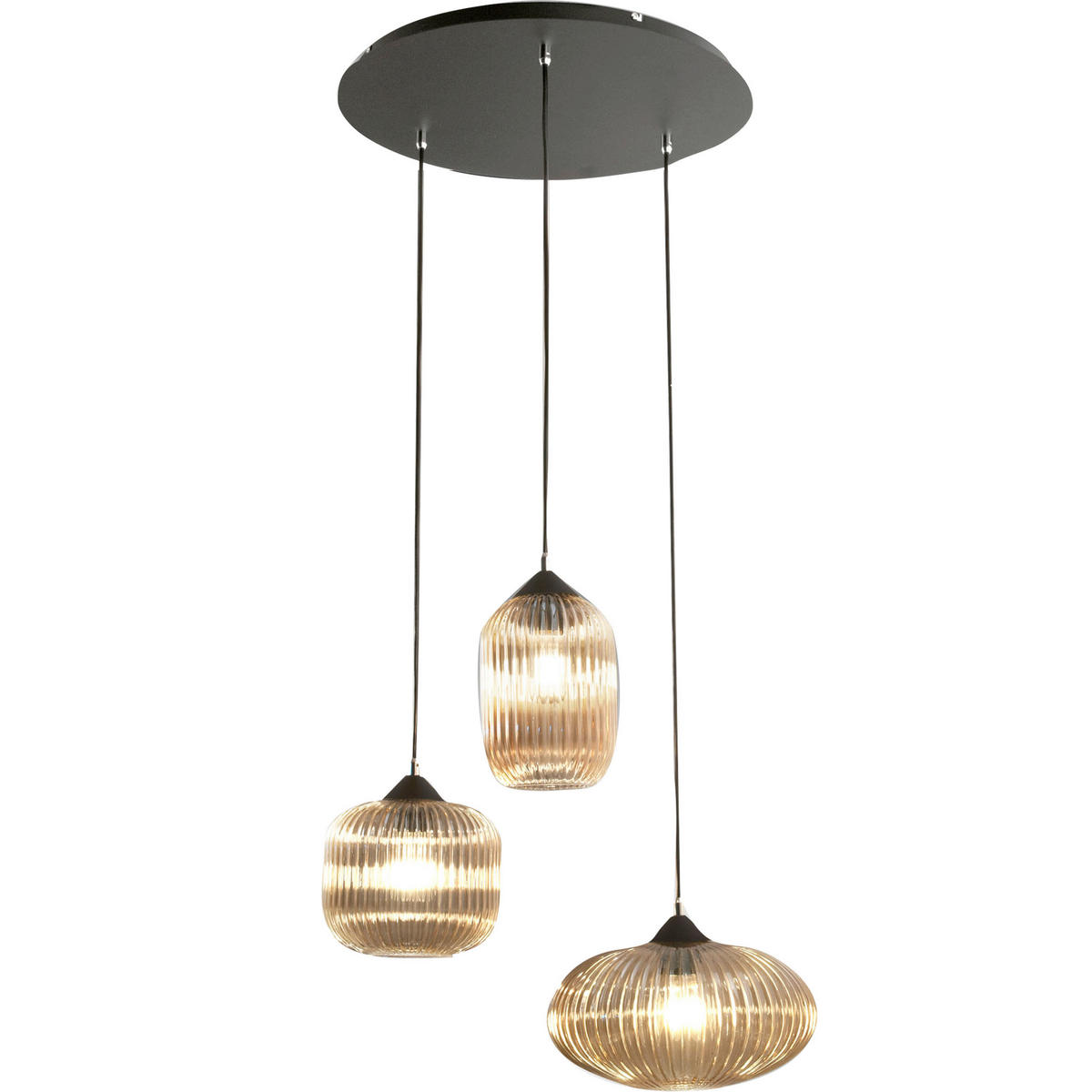 PENDELLEUCHTE 50/200 cm  - Schwarz, Design, Glas/Metall (50/200cm) - Fabas Luce