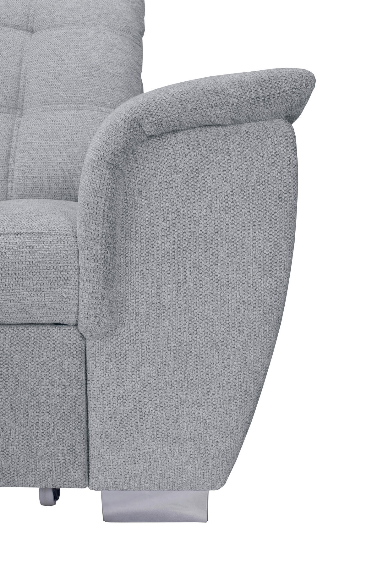 ECKSOFA Hellgrau Chenille  - Chromfarben/Hellgrau, KONVENTIONELL, Kunststoff/Textil (205/260cm) - Carryhome