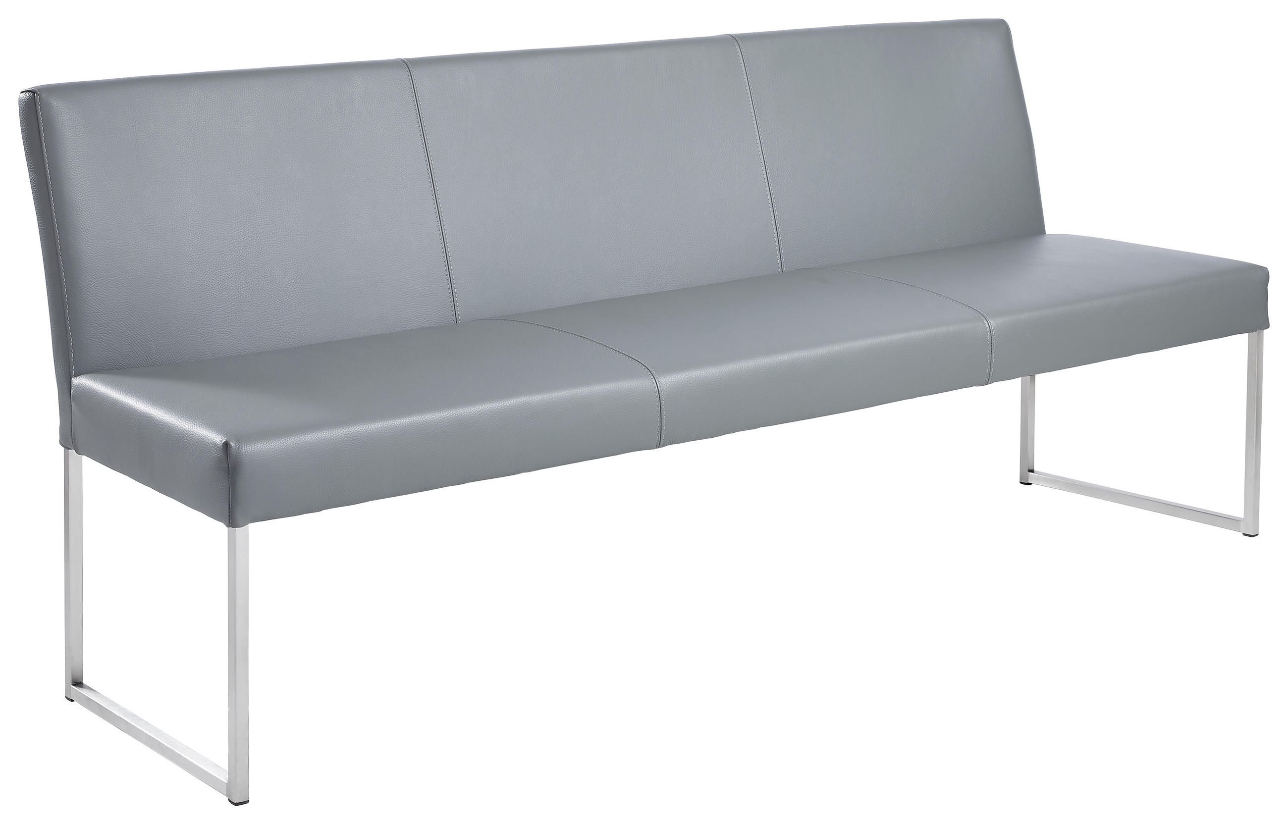 SITZBANK 200/86/62 cm Echtleder Edelstahlfarben, Dunkelgrau  - Edelstahlfarben/Dunkelgrau, Design, Leder/Metall (200/86/62cm) - Musterring