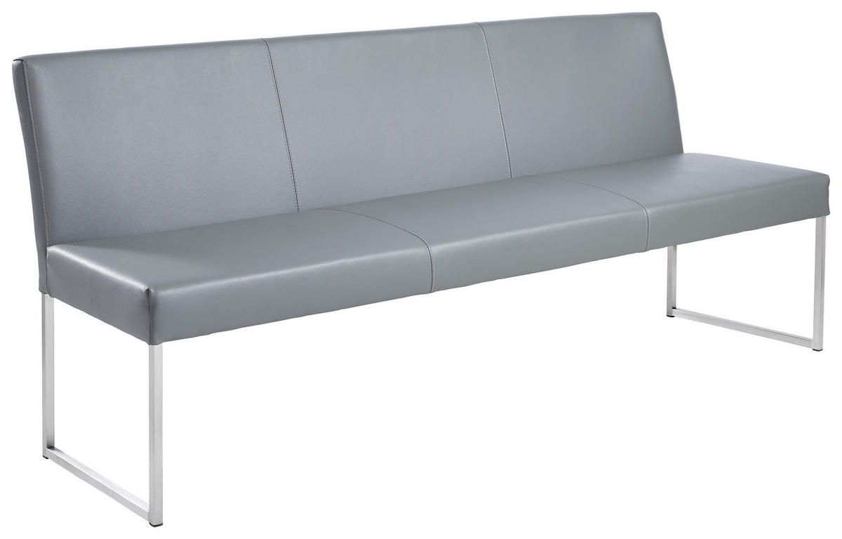 SITZBANK 200/86/62 cm Echtleder Edelstahlfarben, Dunkelgrau  - Edelstahlfarben/Dunkelgrau, Design, Leder/Metall (200/86/62cm) - Musterring