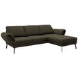 ECKSOFA  in Flachgewebe Dunkelgrün  255-365/175-224 cm  - Dunkelgrün/Schwarz, Design, Textil/Metall (255-365/175-224cm) - Dieter Knoll