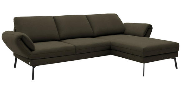 ECKSOFA  in Flachgewebe Dunkelgrün  255-365/175-224 cm  - Dunkelgrün/Schwarz, Design, Textil/Metall (255-365/175-224cm) - Dieter Knoll