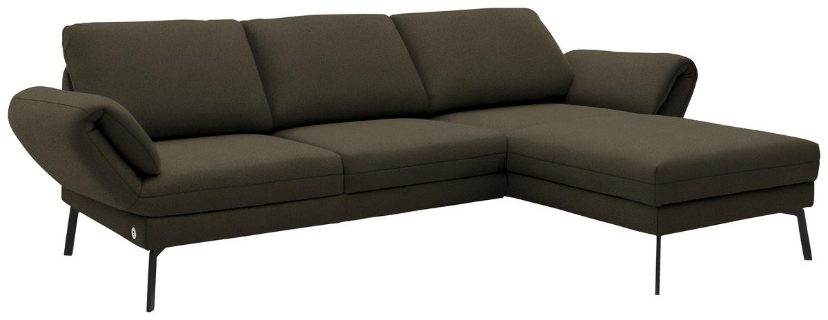 ECKSOFA  in Flachgewebe Dunkelgrün  255-365/175-224 cm  - Dunkelgrün/Schwarz, Design, Textil/Metall (255-365/175-224cm) - Dieter Knoll