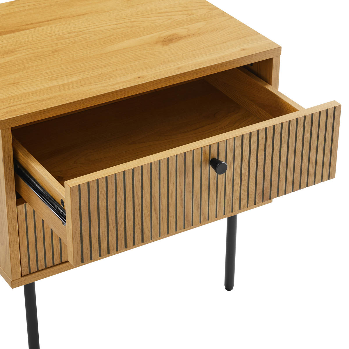 NOĆNI ORMARIĆ crna, boje hrasta   - boje hrasta/crna, Design, drvni materijal/metal (50/50/40cm) - Carryhome