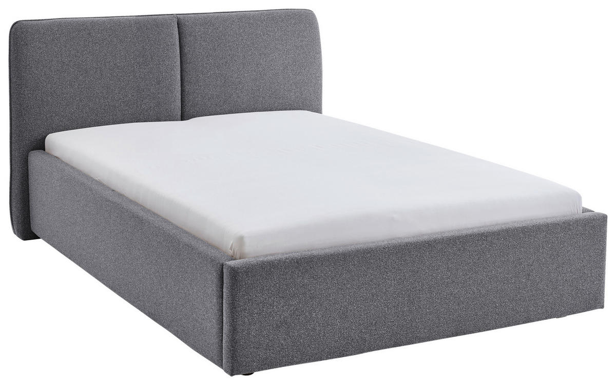 POLSTERBETT 140/200 cm,  in Grau,  - Schwarz/Grau, Design, Holz/Textil (140/200cm) - Stylife
