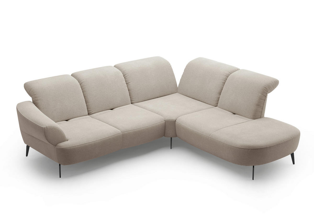 ECKSOFA in Mikrofaser Beige  - Beige/Schwarz, Modern, Textil/Metall (302/270cm) - Sit & More