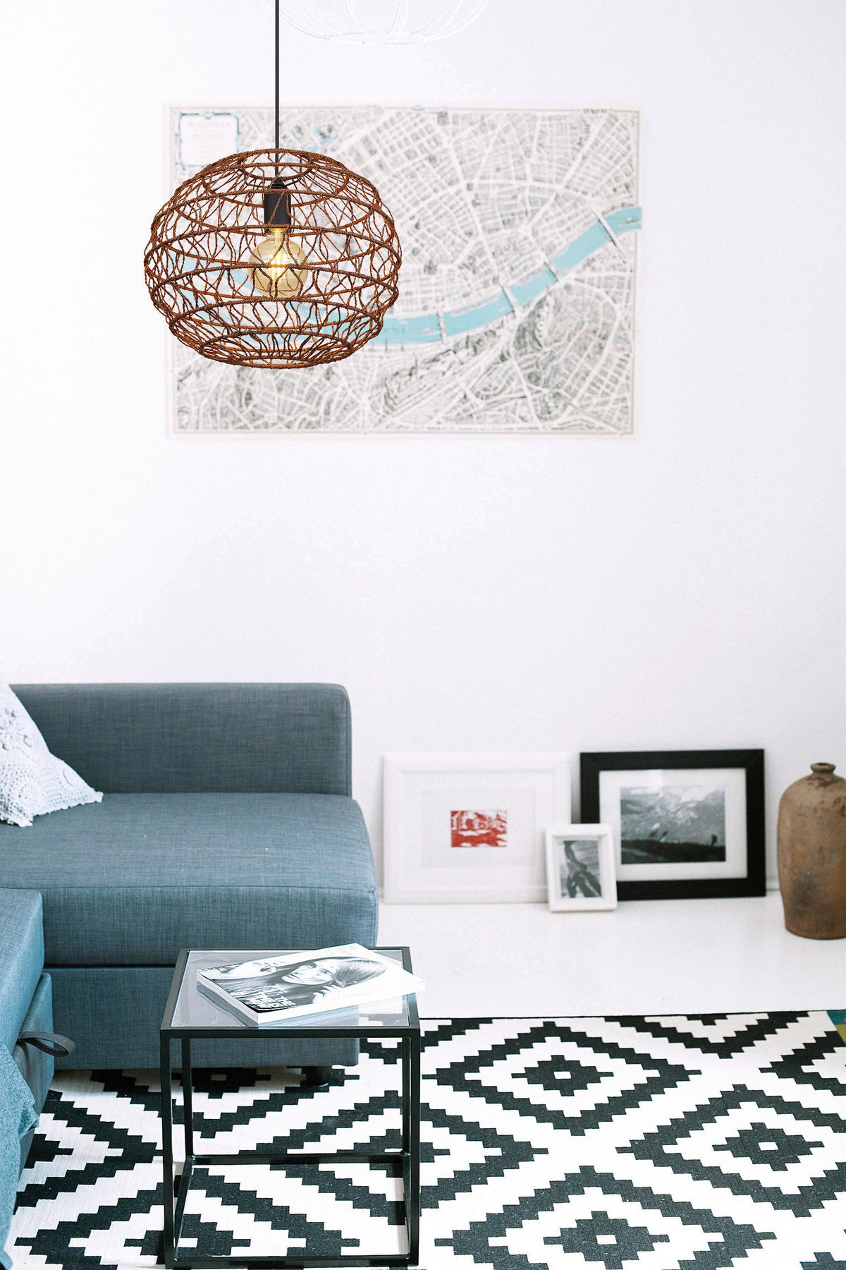 HÄNGELEUCHTE 39/120 cm    - Dunkelbraun/Schwarz, Natur, Papier/Kunststoff (39/120cm) - Globo