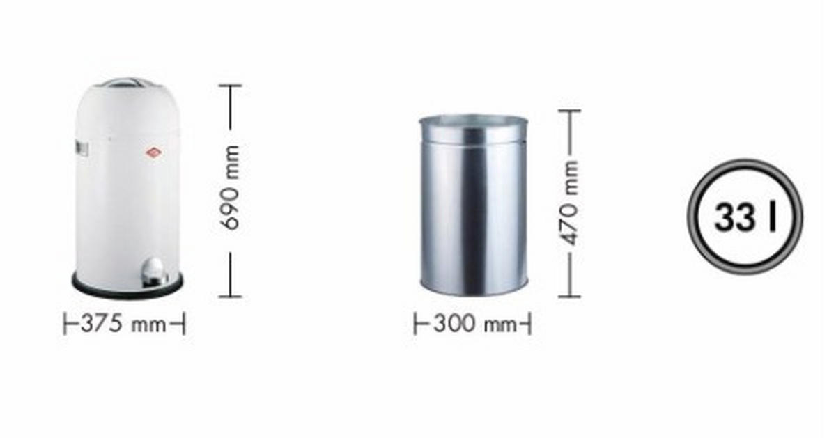 ABFALLEIMER 33 L  - Silberfarben/Weiß, Basics, Metall (37,5/69cm) - Wesco