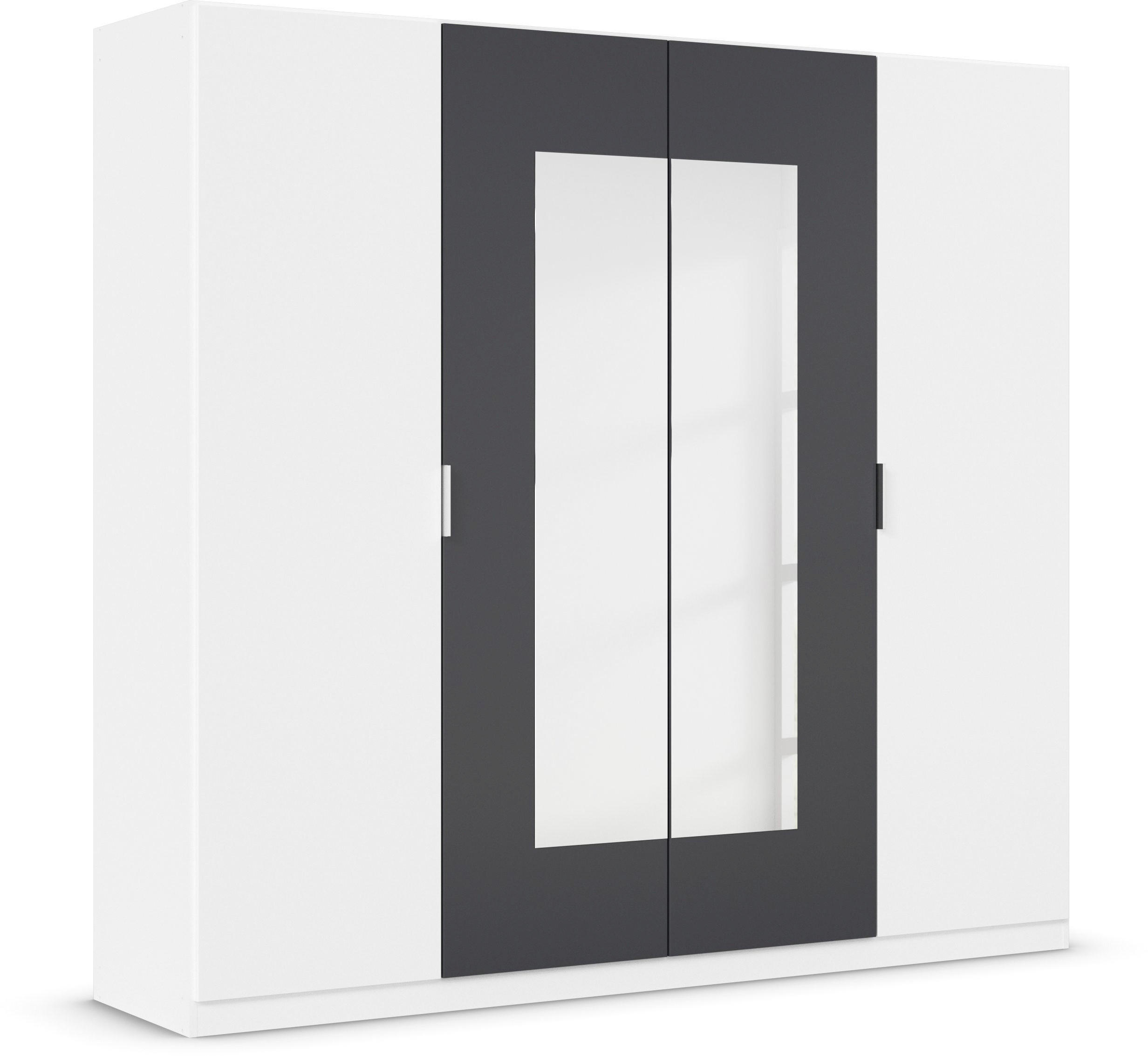 DREHTÜRENSCHRANK 226/210/54 cm 4-türig Weiß, Dunkelgrau  - Dunkelgrau/Alufarben, Design, Glas/Holzwerkstoff (226/210/54cm) - Boxxx