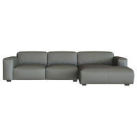 ECKSOFA Dunkelgrau Echtleder Rücken echt  - Dunkelgrau/Schwarz, Design, Leder/Holz (317/171cm) - Livetastic