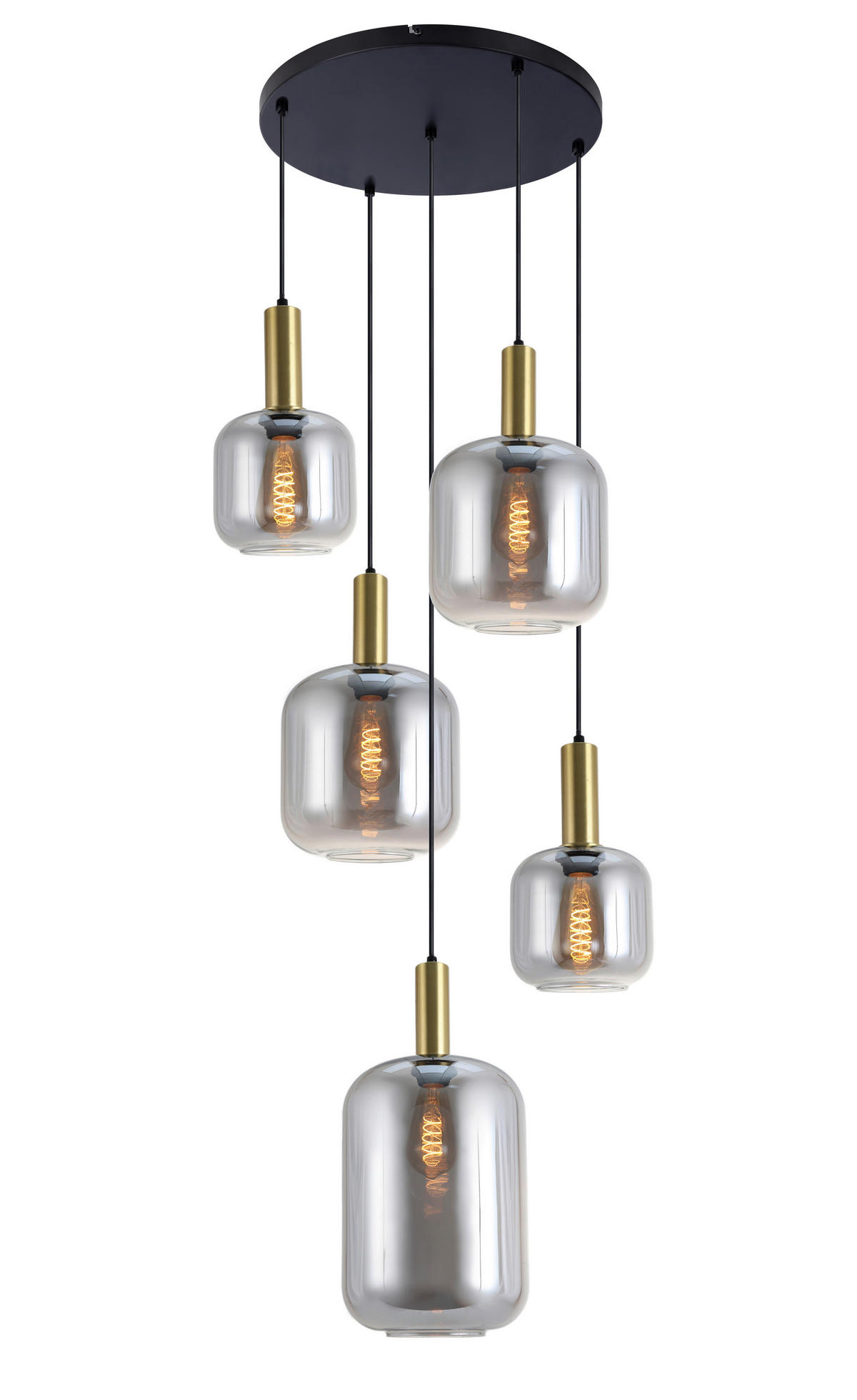 ZÁVĚSNÉ SVÍTIDLO,  58/150/53 cm - černá/barvy zlata, Design, kov/sklo (58/150/53cm) - Dieter Knoll
