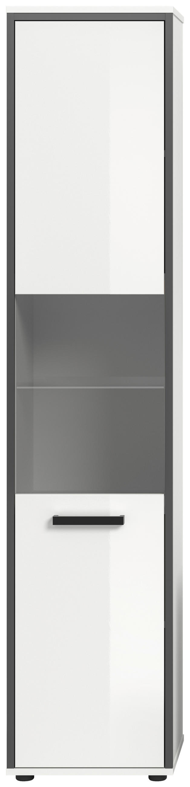 HOCHSCHRANK 40/188/34 cm  - Weiß Hochglanz/Schwarz, MODERN, Holzwerkstoff/Kunststoff (40/188/34cm) - MID.YOU