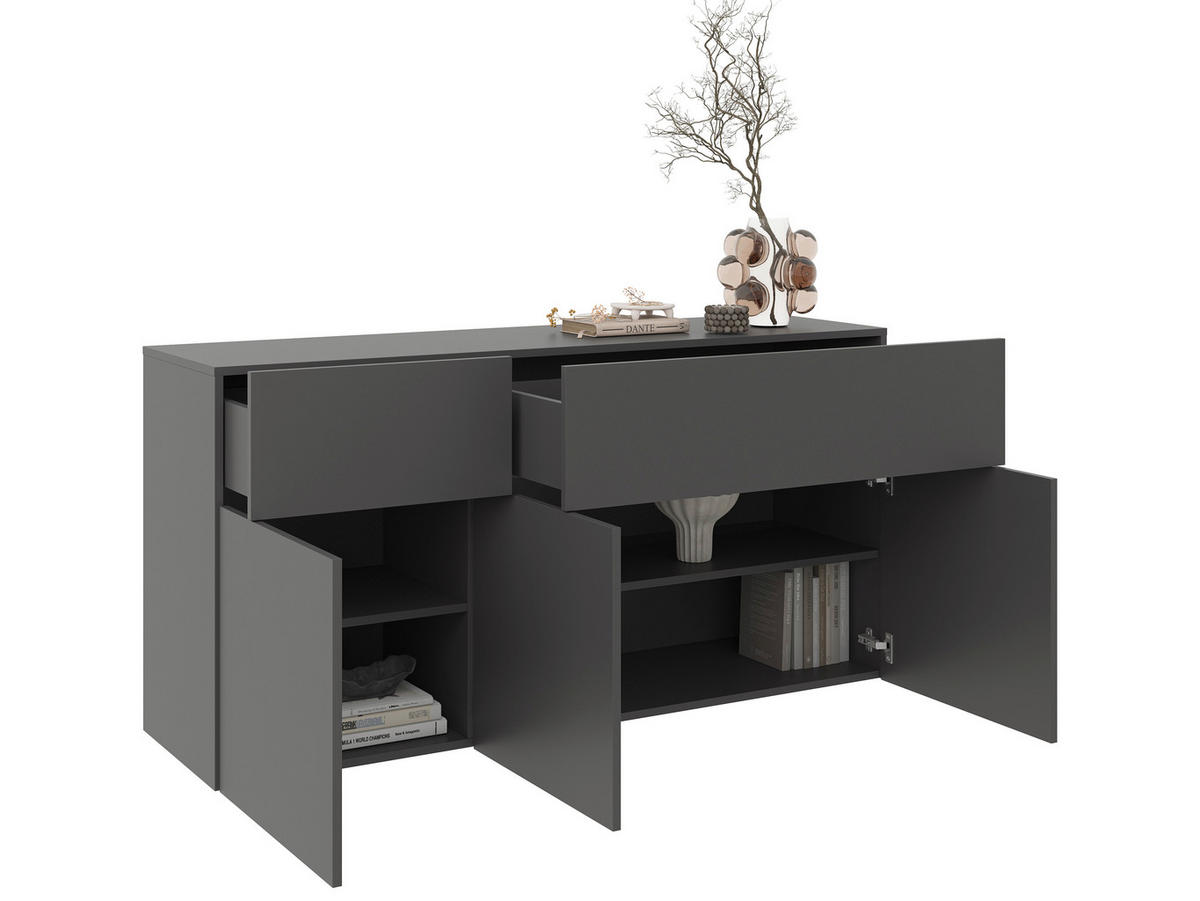 SIDEBOARD Newniq  in 150/75/42 cm  - Anthrazit, Design, Holzwerkstoff (150/75/42cm) - Hom`in