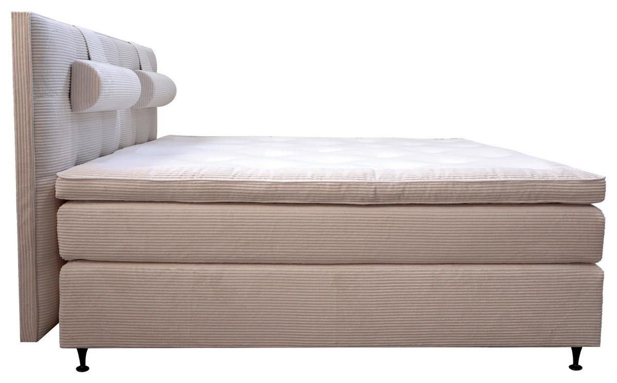 KONTINENTALSÄNG 180/200 cm  i cremefärgad  - svart/cremefärgad, Klassisk, metall/trä (180/200cm) - Cassando