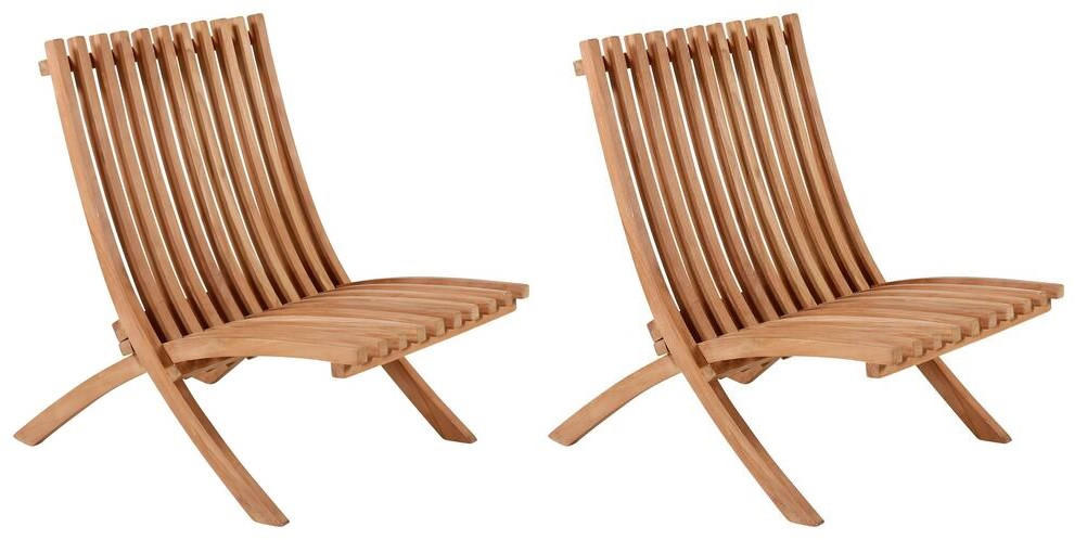 Loungesessel 2er-Set Teakfarben Teakholz  - Teakfarben, KONVENTIONELL, Holz (73/85/63cm) - Gardenson