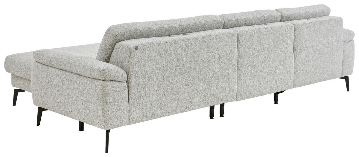 ECKSOFA  in Chenille Silberfarben  309/171 cm  - Silberfarben/Schwarz, Design, Textil/Metall (309/171cm) - Valdera